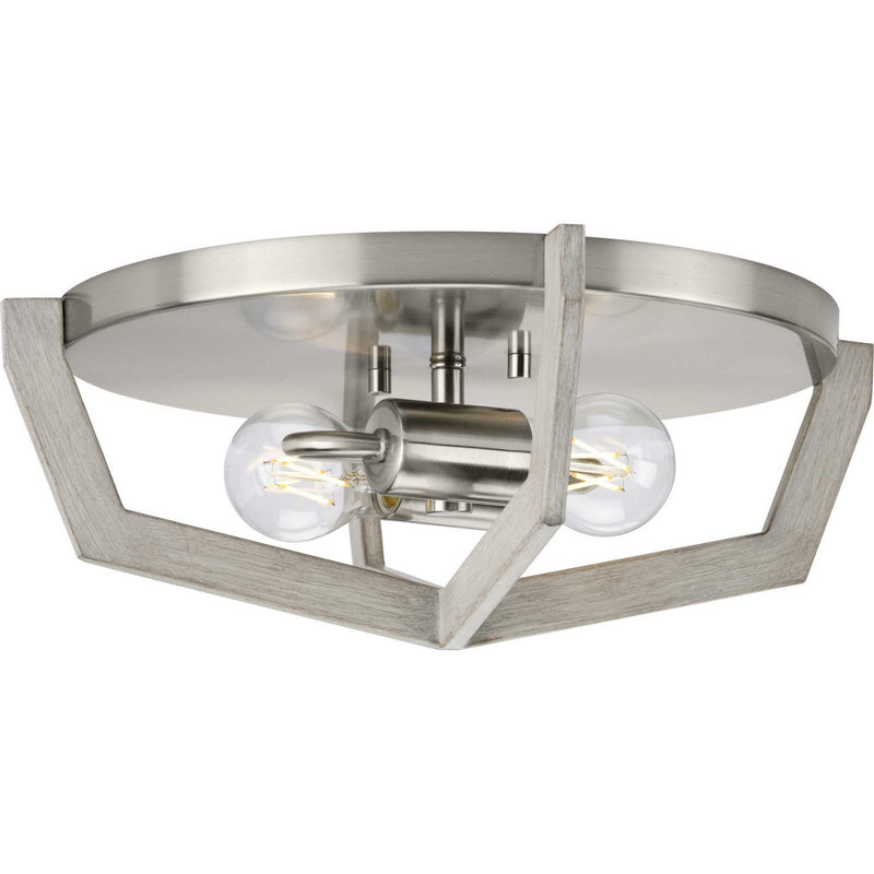 Progress Lighting P350224-009 Two Light Flush Mount, Brushed Nickel