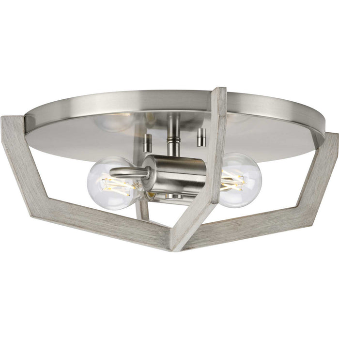 Progress Lighting P350224-009 Two Light Flush Mount, Brushed Nickel