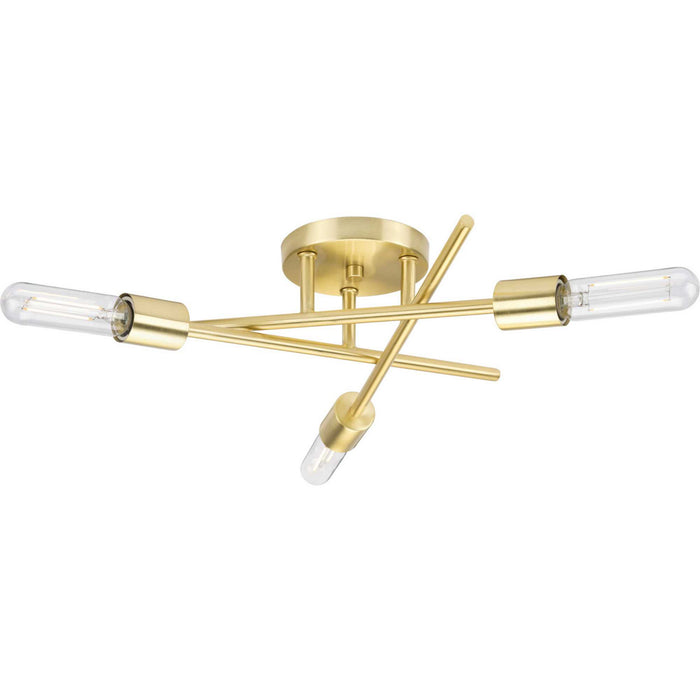 Progress Lighting P350225-012 Three Light Semi Flush Mount, Satin Brass