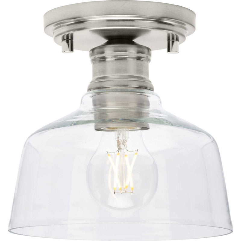 Progress Lighting P350226-009 One Light Semi Flush Mount, Brushed Nickel