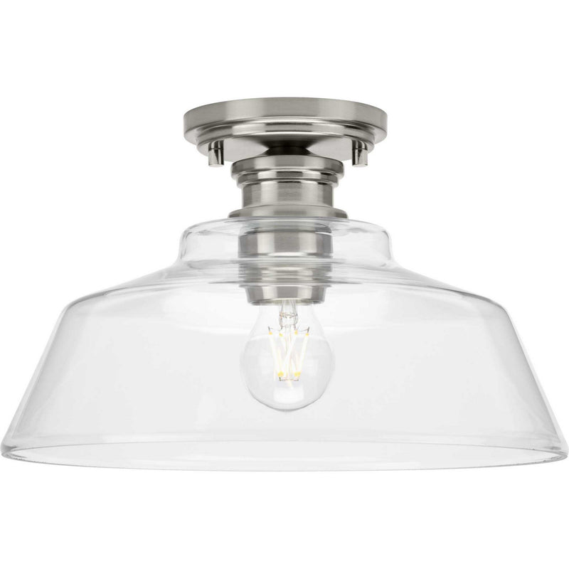 Progress Lighting P350227-009 One Light Semi Flush Mount, Brushed Nickel