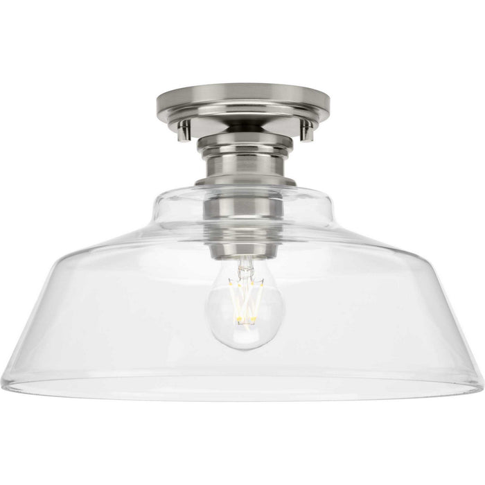 Progress Lighting P350227-009 One Light Semi Flush Mount, Brushed Nickel