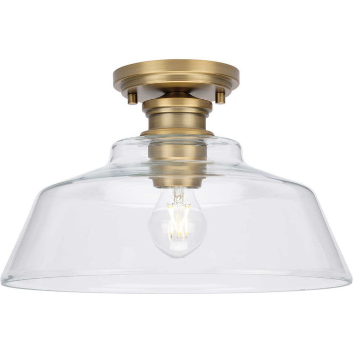 Progress Lighting P350227-163 One Light Semi Flush Mount, Vintage Brass