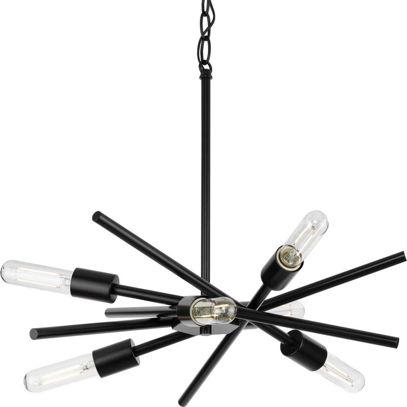 Progress Lighting P400108-31M Six Light Chandelier, Matte Black