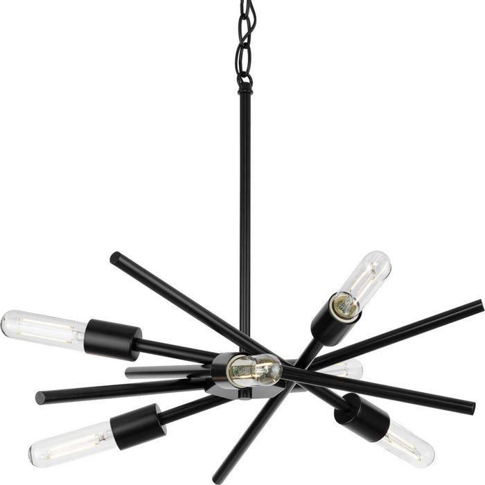 Progress Lighting P400108-31M Six Light Chandelier, Matte Black
