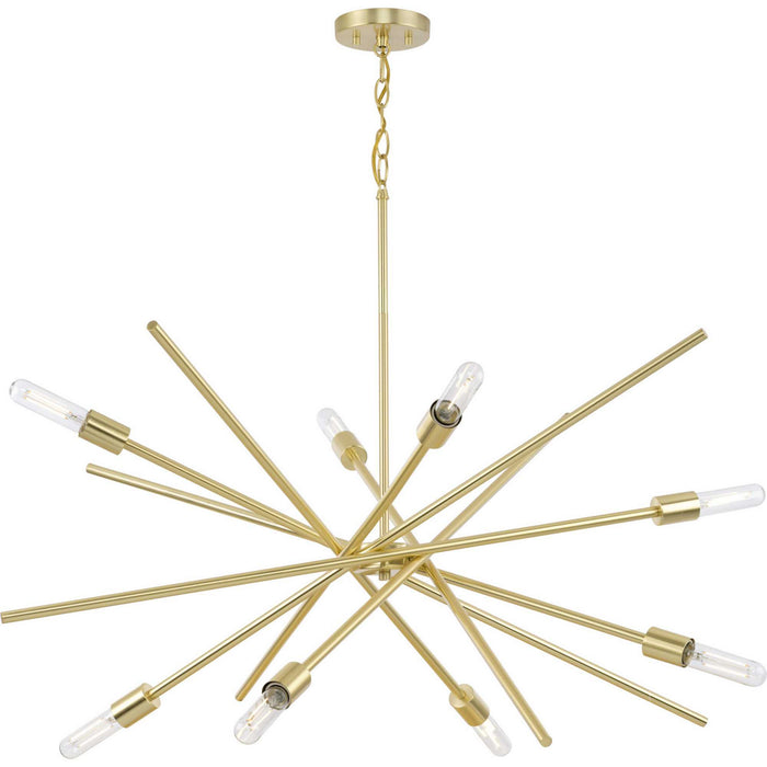 Progress Lighting P400109-012 Eight Light Chandelier, Satin Brass