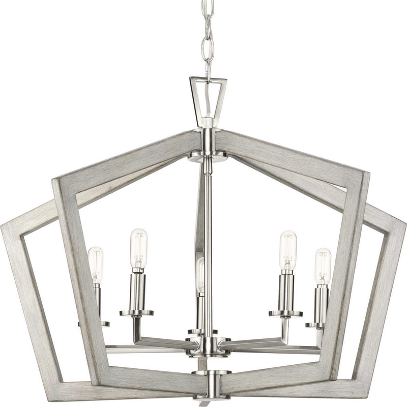 Progress Lighting P400301-009 Five Light Chandelier, Brushed Nickel