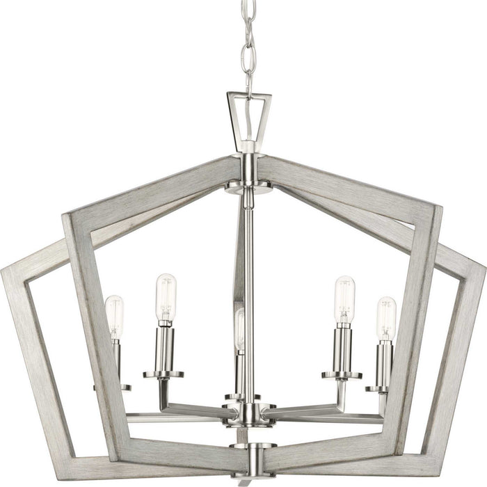 Progress Lighting P400301-009 Five Light Chandelier, Brushed Nickel