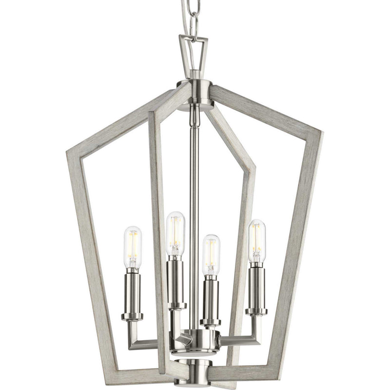 Progress Lighting P500377-009 Four Light Foyer Pendant, Brushed Nickel