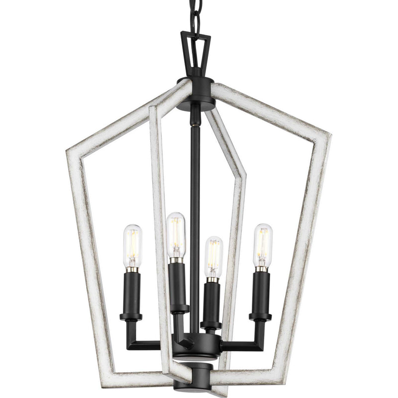 Progress Lighting P500377-31M Four Light Foyer Pendant, Matte Black