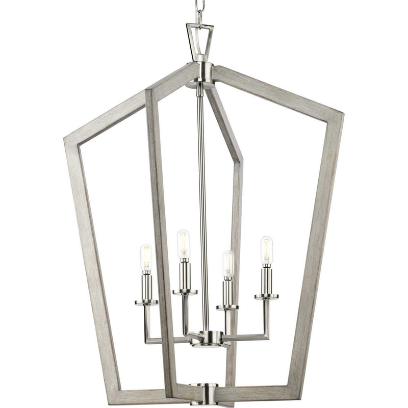 Progress Lighting P500378-009 Four Light Foyer Pendant, Brushed Nickel