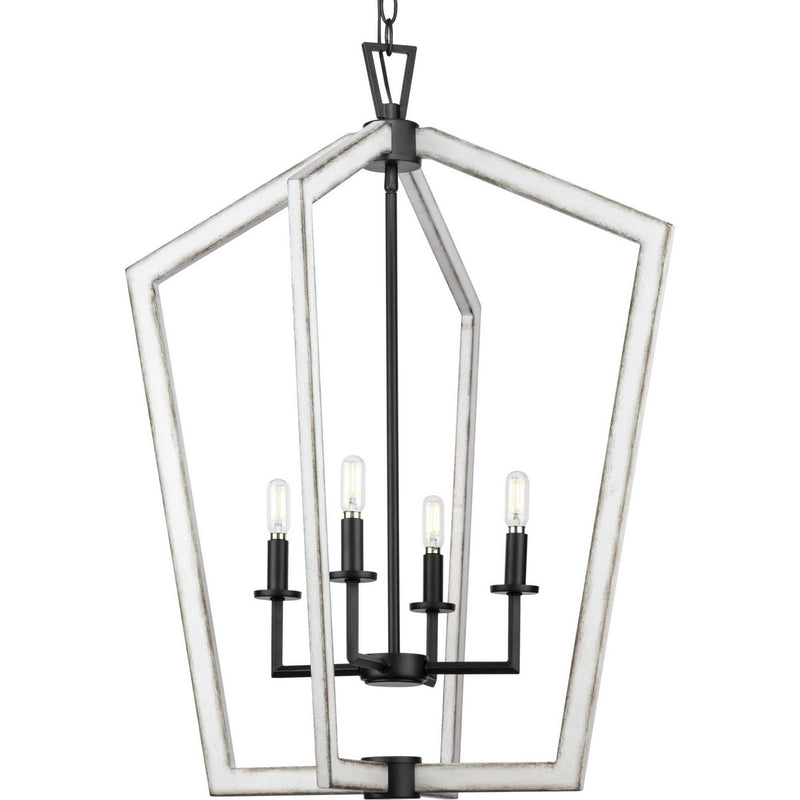 Progress Lighting P500378-31M Four Light Foyer Pendant, Matte Black