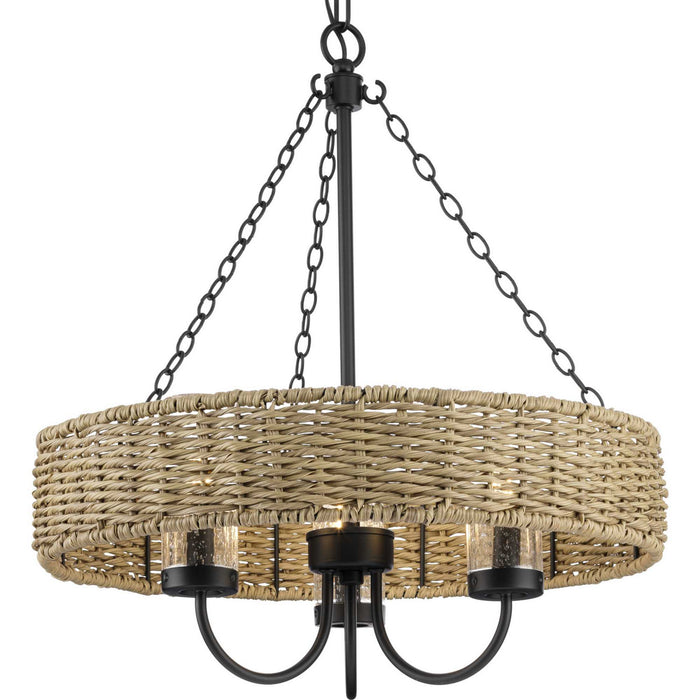 Progress Lighting P550127-31M Three Light Outdoor Chandelier, Matte Black
