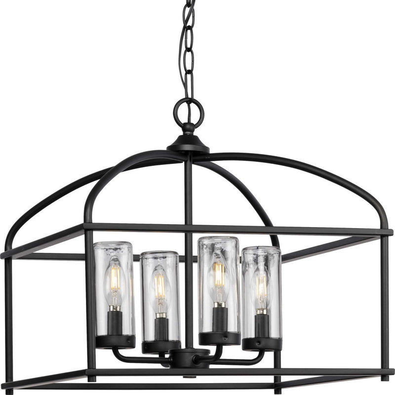 Progress Lighting P550128-31M Four Light Outdoor Chandelier, Matte Black