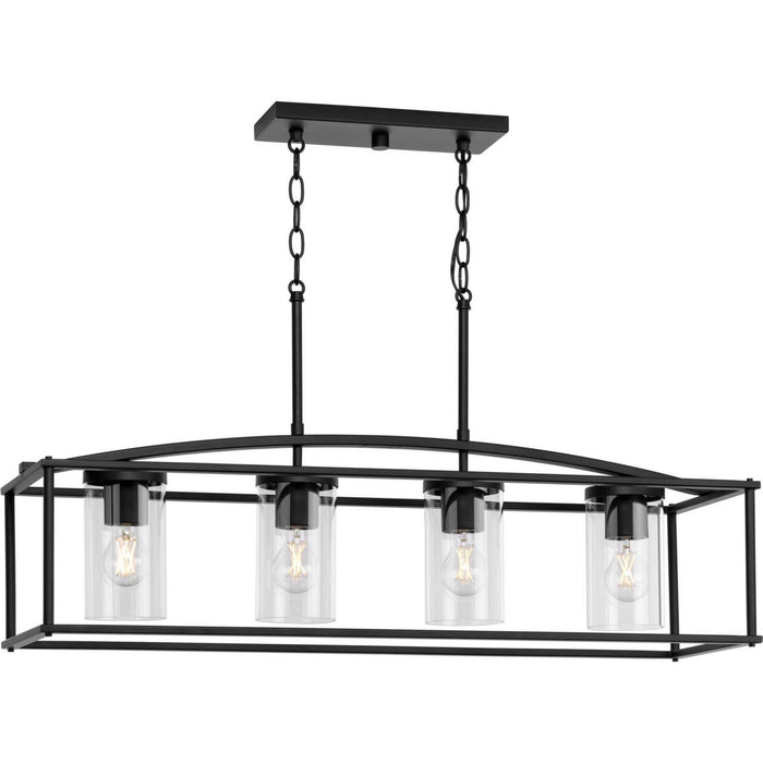 Progress Lighting P550129-31M Four Light Outdoor Island Chandelier, Matte Black