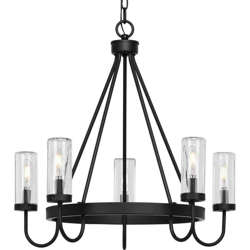 Progress Lighting P550130-31M Five Light Outdoor Chandelier, Matte Black