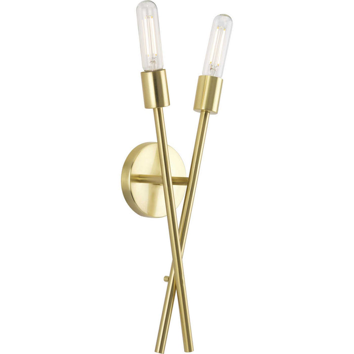 Progress Lighting P710027-012 Two Light Wall Bracket, Satin Brass