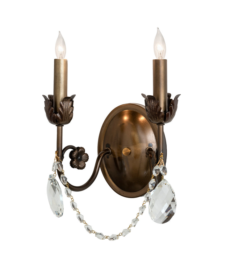 Meyda Tiffany 252340 Two Light Wall Sconce, Antique Copper