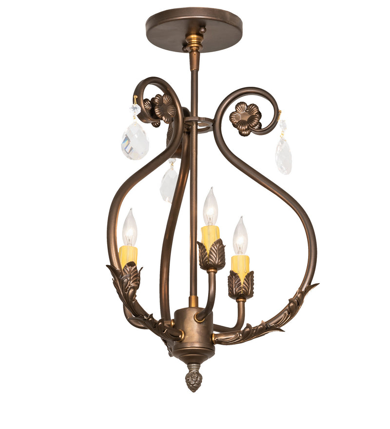 Meyda Tiffany 252343 Three Light Chandelier, Antique Copper