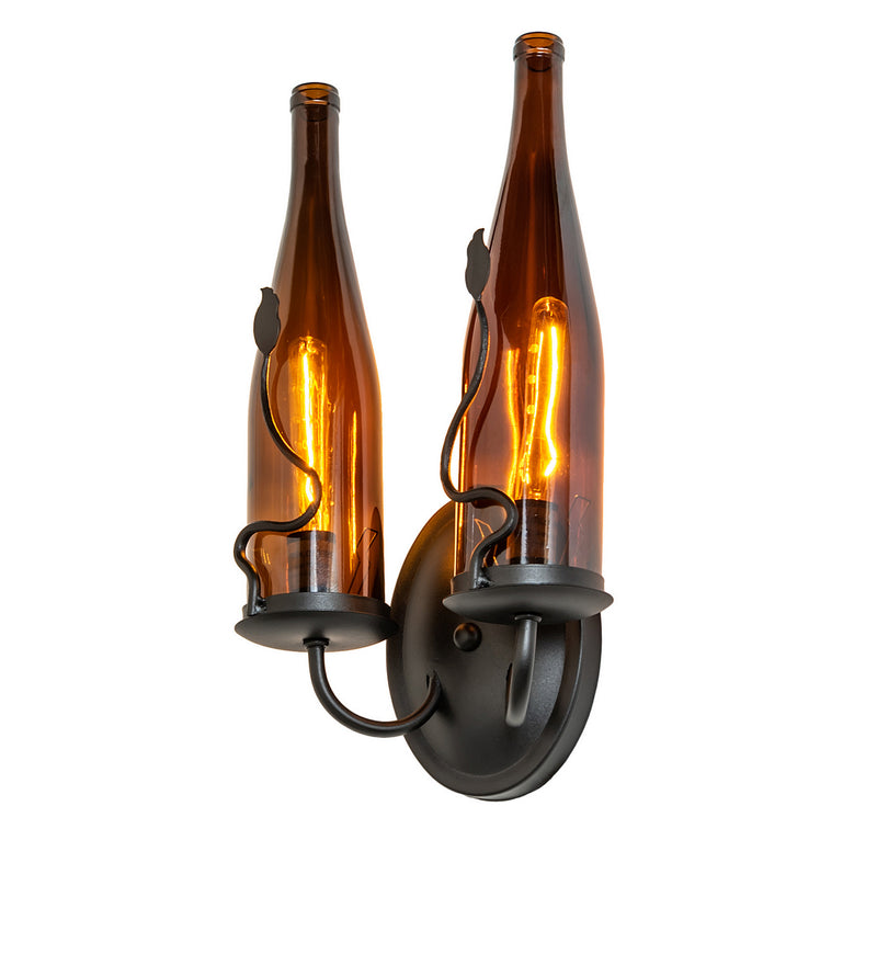 Meyda Tiffany 252692 Two Light Wall Sconce, Textured Black