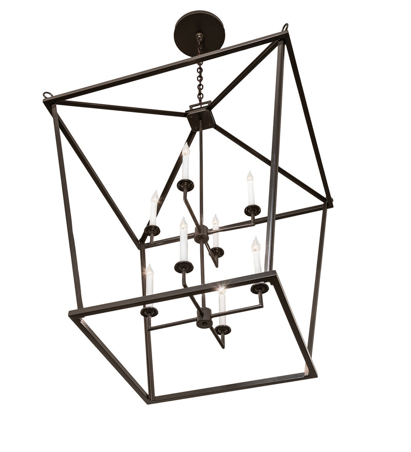 Meyda Tiffany 253605 Eight Light Pendant, Timeless Bronze & White