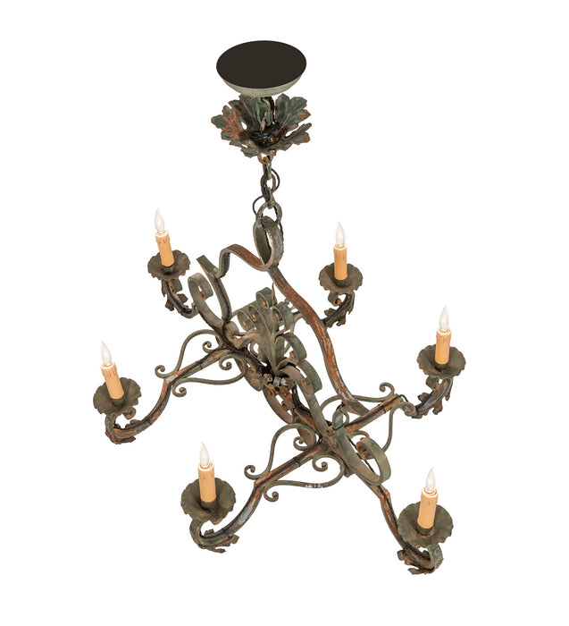 Meyda Tiffany 254930 Six Light Chandelier, Vintage Moss