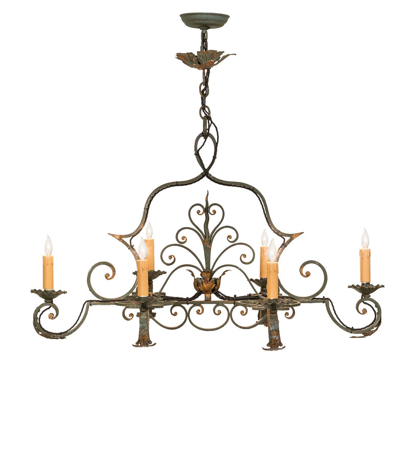 Meyda Tiffany 254930 Six Light Chandelier, Vintage Moss