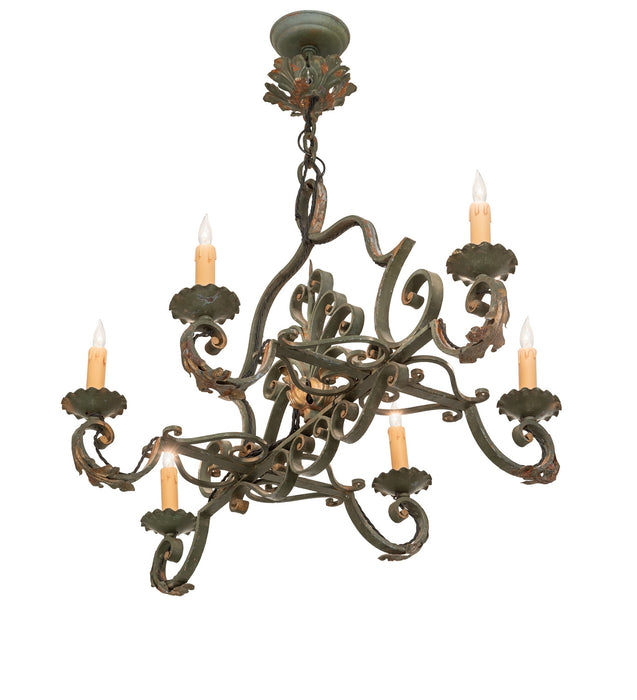 Meyda Tiffany 254930 Six Light Chandelier, Vintage Moss