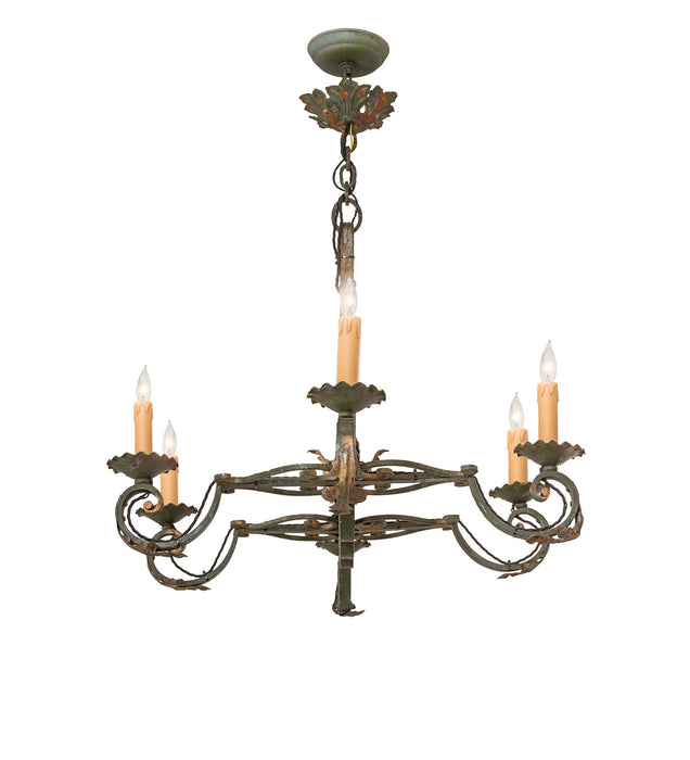 Meyda Tiffany 254930 Six Light Chandelier, Vintage Moss