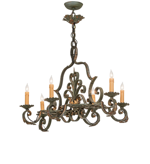 Meyda Tiffany 254930 Six Light Chandelier, Vintage Moss
