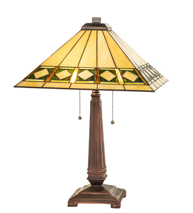 Meyda Tiffany 255027 Two Light Table Lamp, Mahogany Bronze