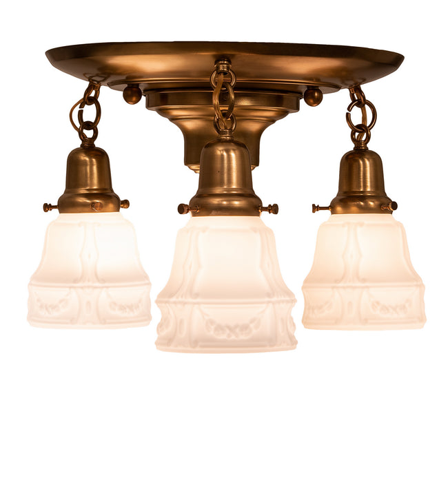 Meyda Tiffany 255388 Three Light Flushmount, Polished Brass