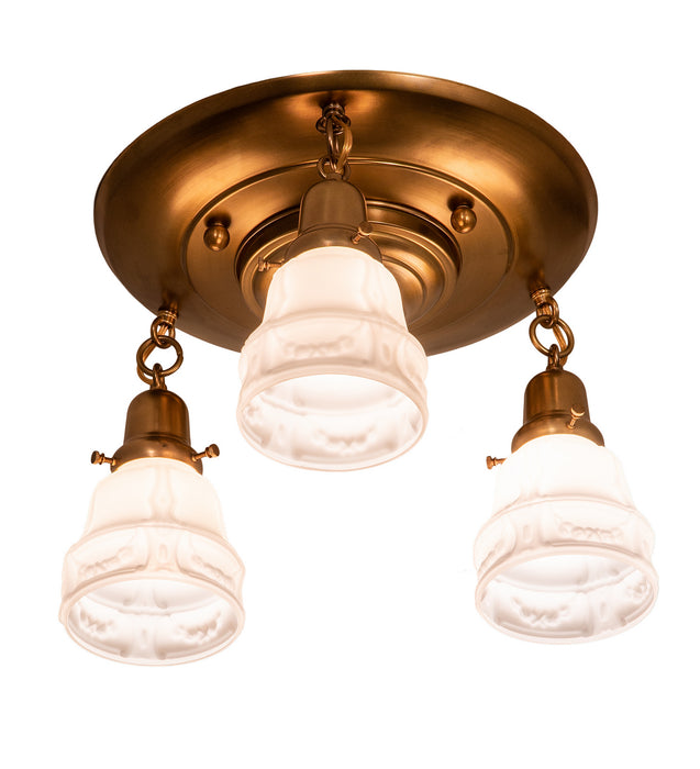 Meyda Tiffany 255388 Three Light Flushmount, Polished Brass