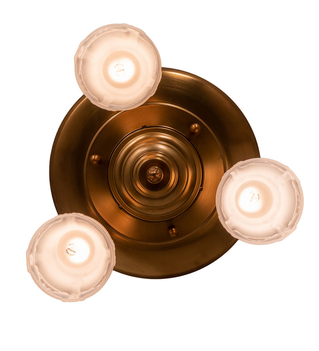 Meyda Tiffany 255388 Three Light Flushmount, Polished Brass