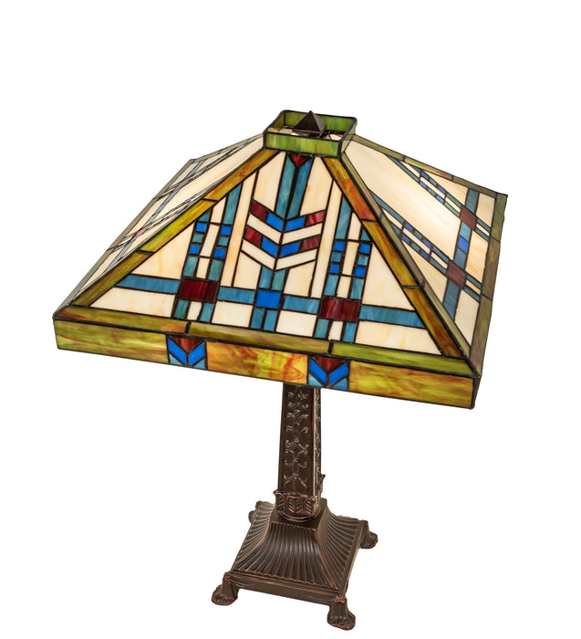 Meyda Tiffany 255909 Two Light Table Lamp, Mahogany Bronze