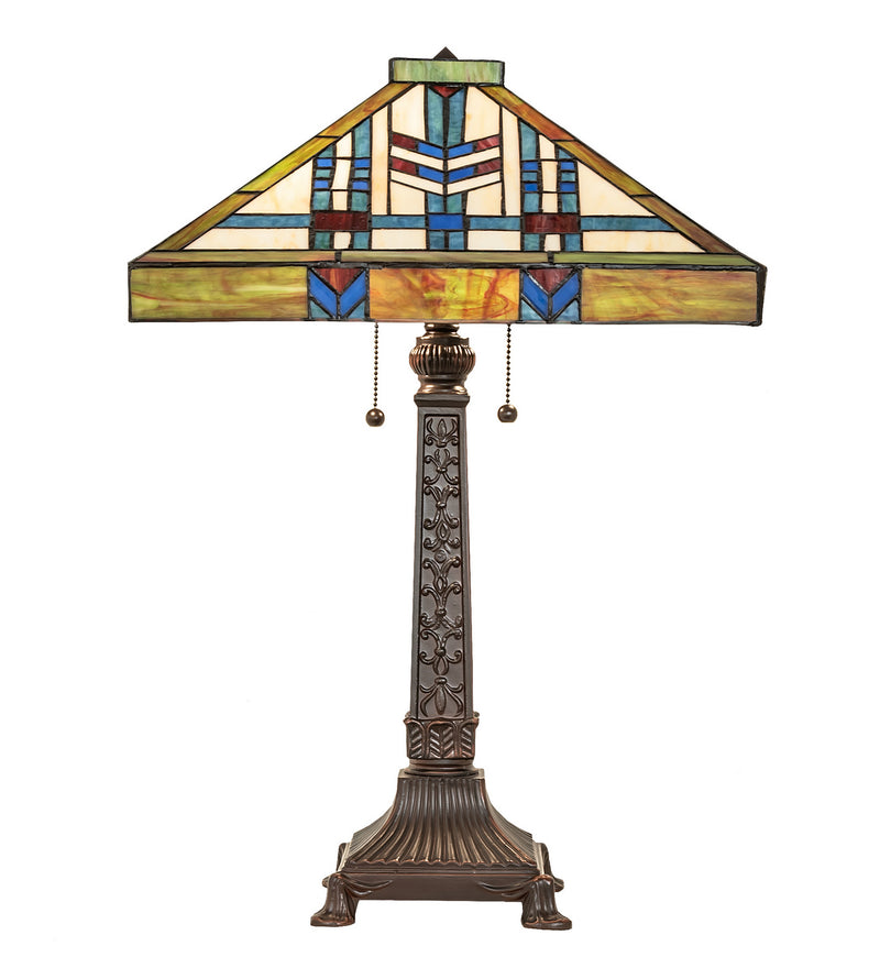 Meyda Tiffany 255909 Two Light Table Lamp, Mahogany Bronze