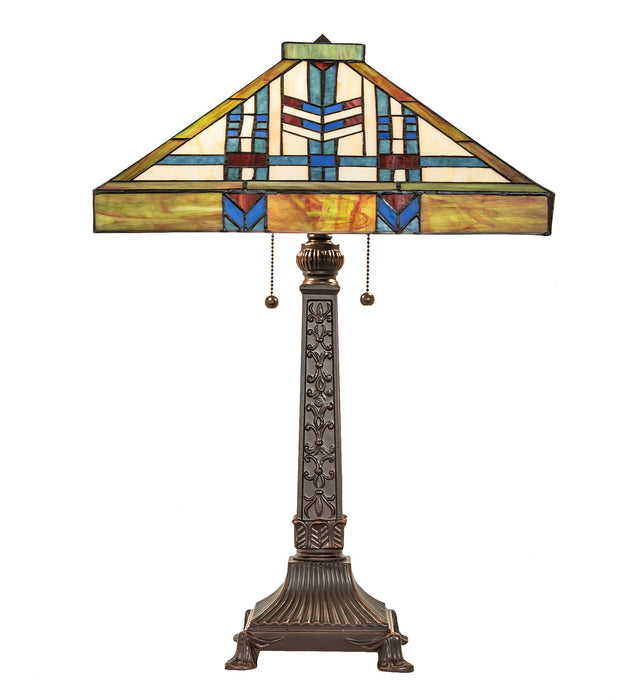 Meyda Tiffany 255909 Two Light Table Lamp, Mahogany Bronze