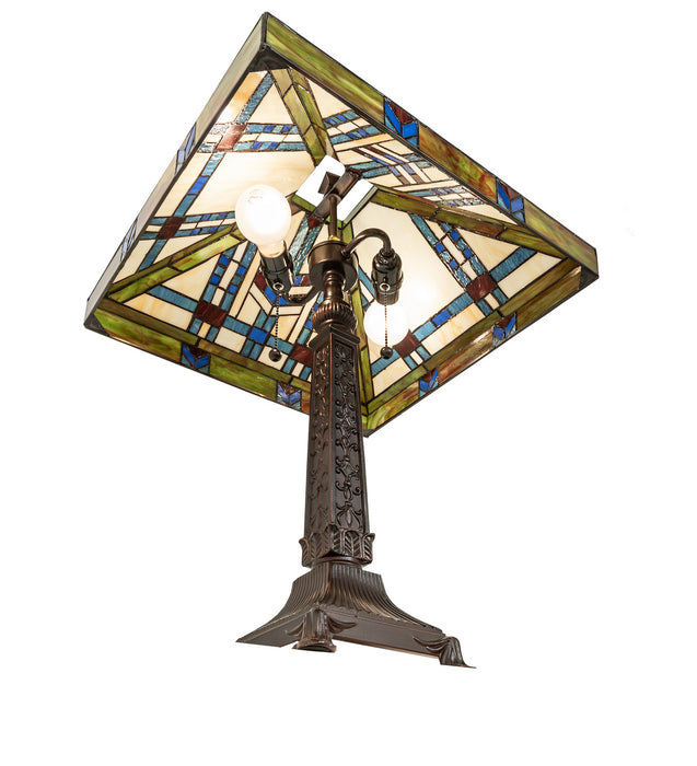 Meyda Tiffany 255909 Two Light Table Lamp, Mahogany Bronze