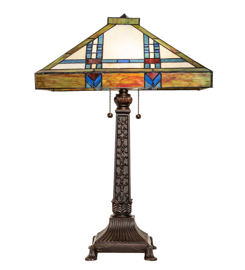 Meyda Tiffany 255909 Two Light Table Lamp, Mahogany Bronze