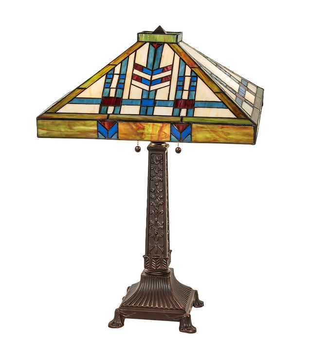 Meyda Tiffany 255909 Two Light Table Lamp, Mahogany Bronze