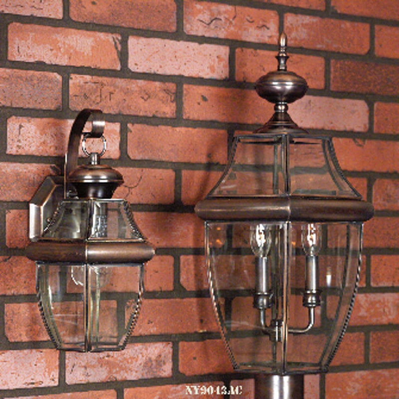 Quoizel NY9043AC Three Light Outdoor Post Lantern, Aged Copper