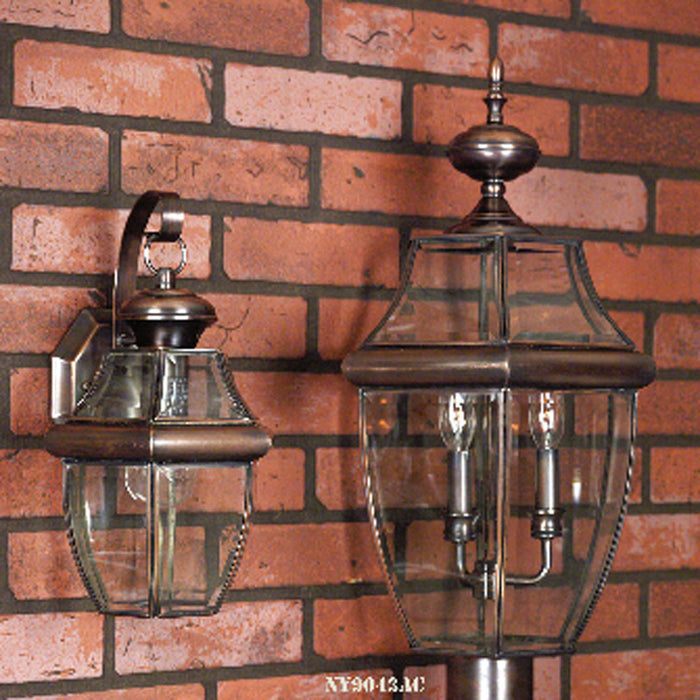 Quoizel NY9043AC Three Light Outdoor Post Lantern, Aged Copper