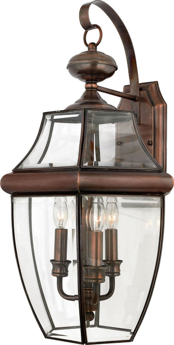 Quoizel NY8318AC Three Light Outdoor Wall Lantern, Aged Copper
