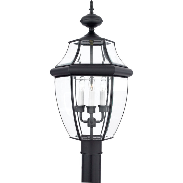 Quoizel NY9043K Three Light Outdoor Post Lantern, Mystic Black