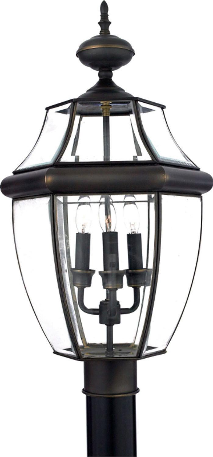 Quoizel NY9043Z Three Light Outdoor Post Lantern, Medici Bronze