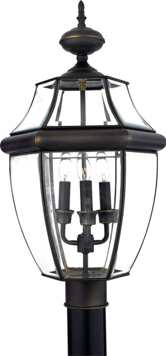 Quoizel NY9043Z Three Light Outdoor Post Lantern, Medici Bronze