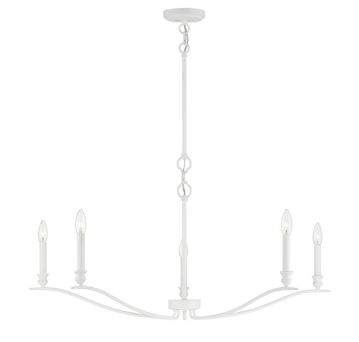 Meridian M10086BQW Five Light Chandelier, Bisque White