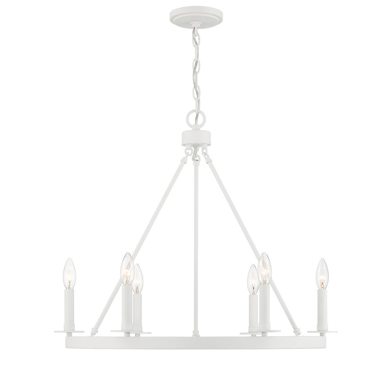 Meridian M10093BQW Six Light Chandelier, Bisque White