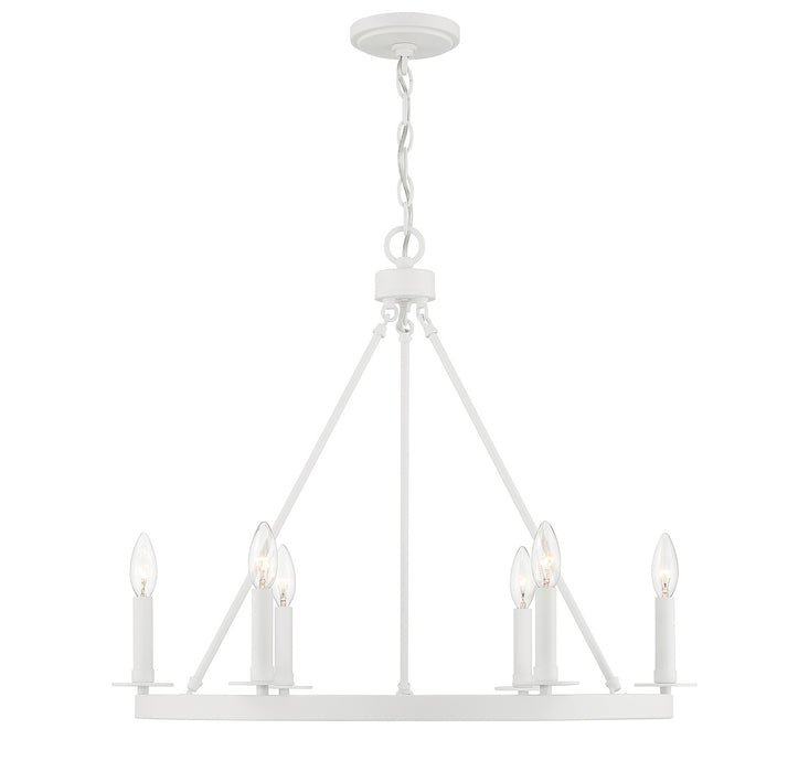 Meridian M10093BQW Six Light Chandelier, Bisque White