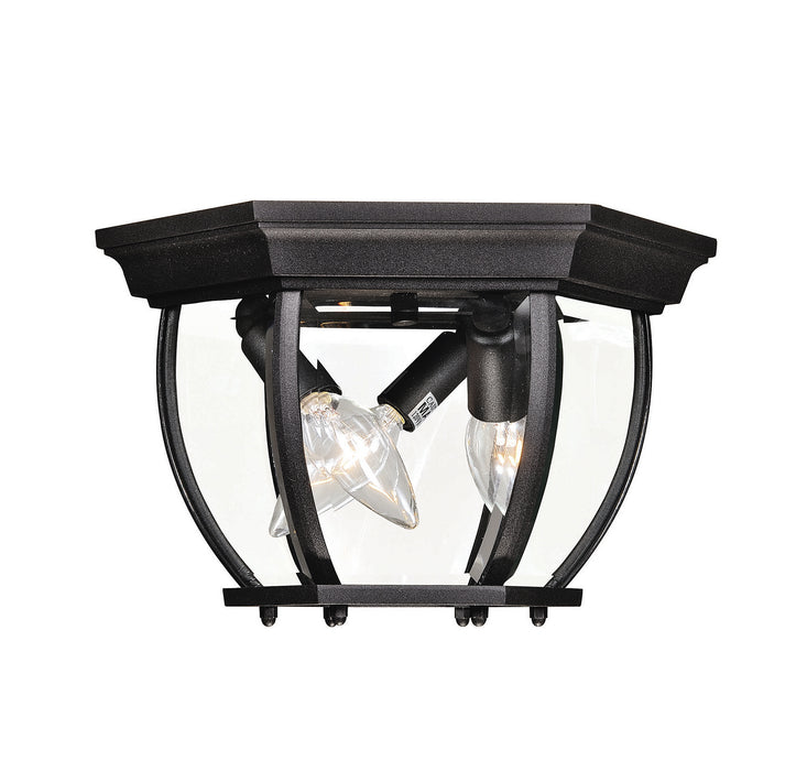 Meridian M50059BK Three Light Outdoor Flush Mount, Black